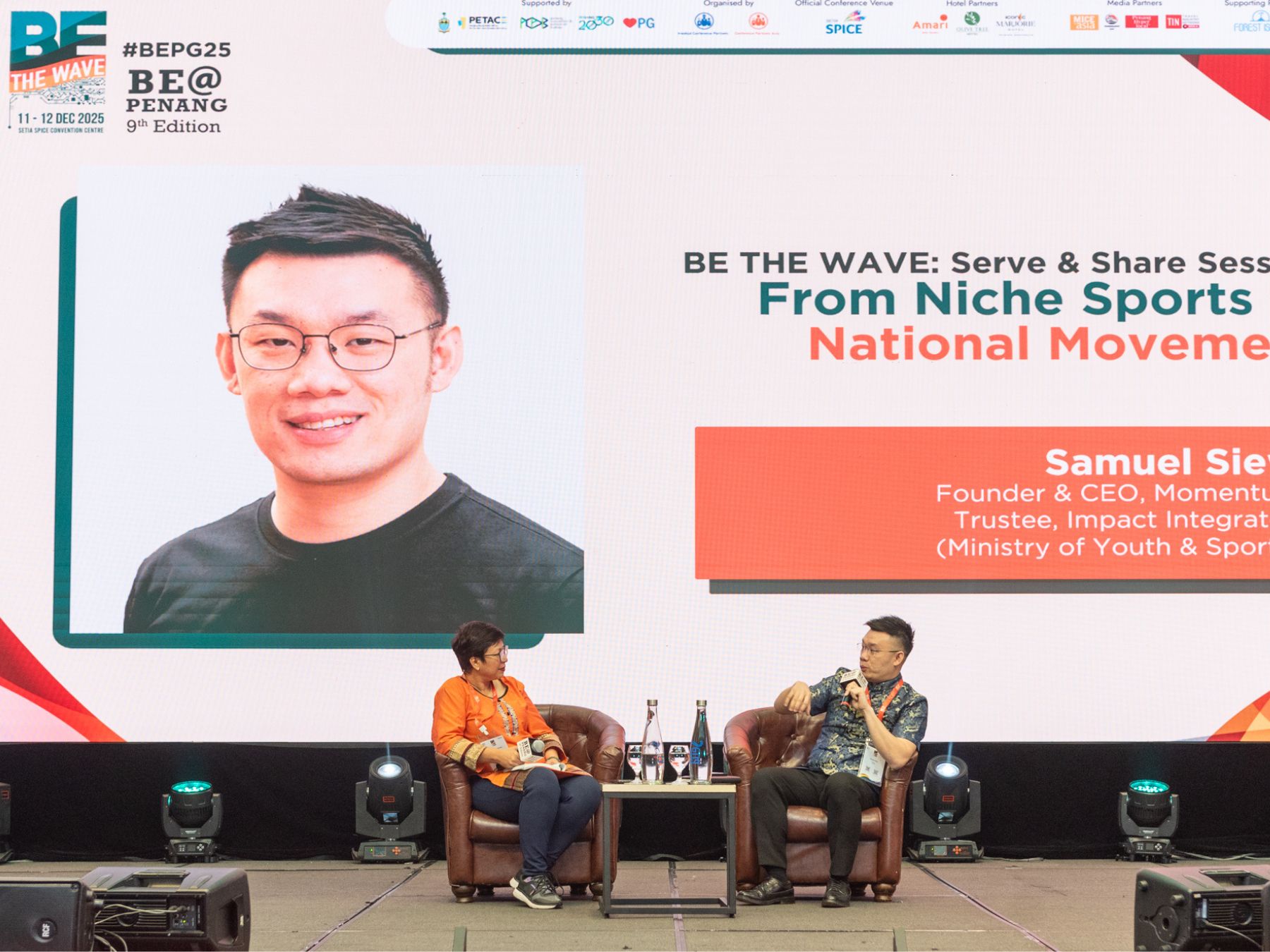 Samuel Siew sharing how niche sports become national movements at BE @ Penang 2025