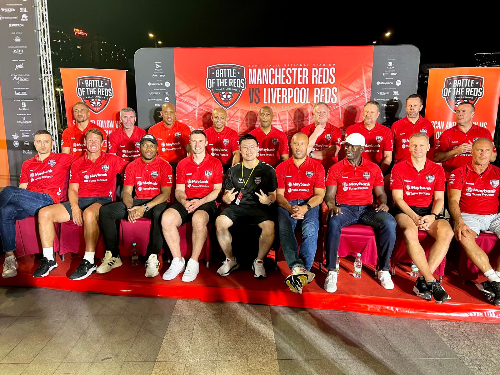 Sam Siew with football legends at Battle of the Reds 2024